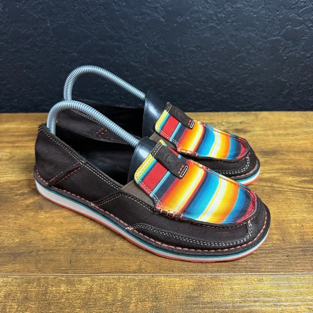 Ariat Cruiser 10021153 Brown Serape Leather Textile Loafer Shoes Womens Size 8B